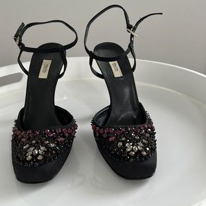 Prada satin studded heels